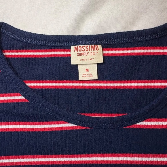 Mossimo Ribbed‎ Red White Blue Striped T-Shirt Dress Size Medium - Picture 6 of 7